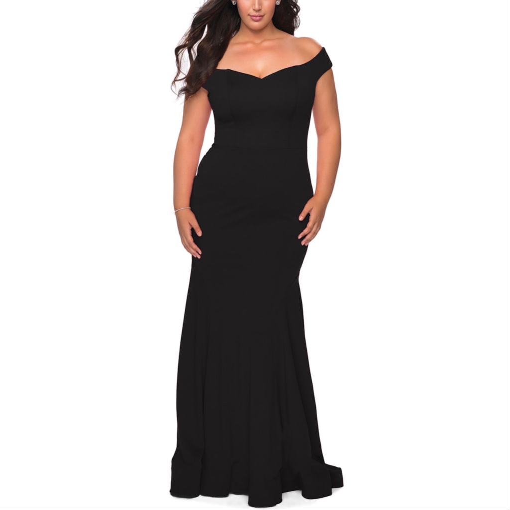 La Femme 28963 Off The Shoulder Bodice Jersey Gown